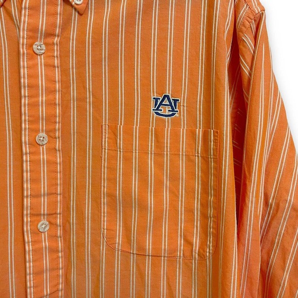 University Of Auburn Long Sleeve Button Down Shirt Crable Sportswear Orange Sz L - Picture 4 of 9